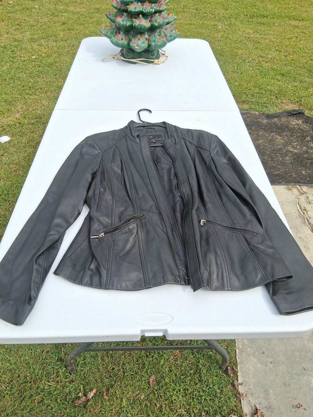Avanti Women's Black Leather Zip-Up Moto Jacket